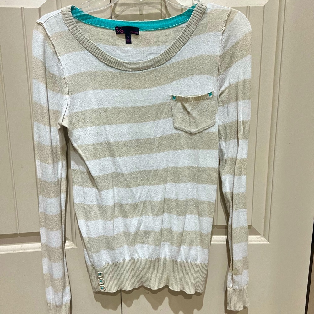 Striped Beige and White Women's Top